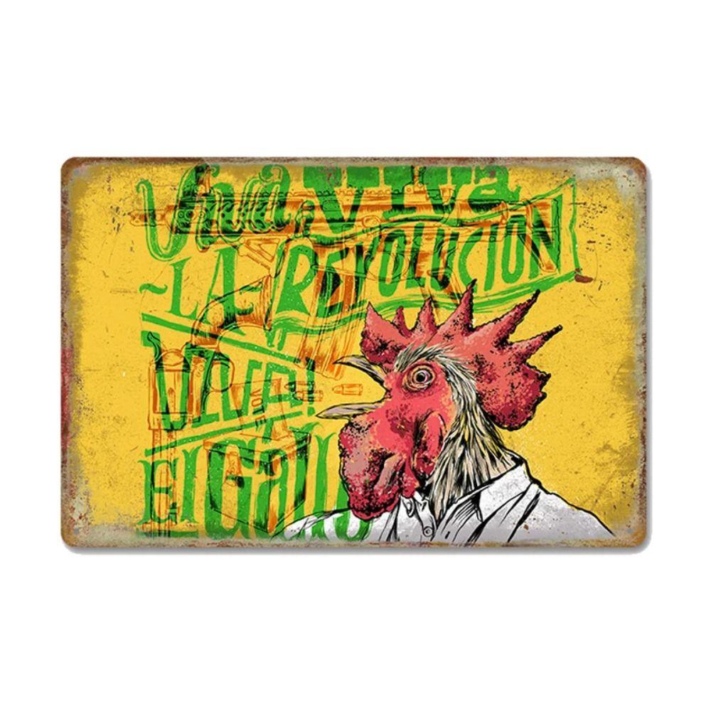 Funny Warning Chicken Sign, Indoor Outdoor Metal Plaque 20x30cm