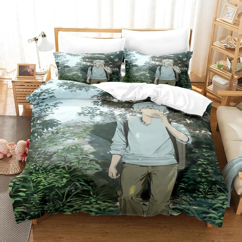 Comforter 3D Print Anime Mushishi Ginko Bedding Set Bed Set Comforter King Queen Size Boys Adult Comforter (quilt)-EU Single(135*200cm)3pcs