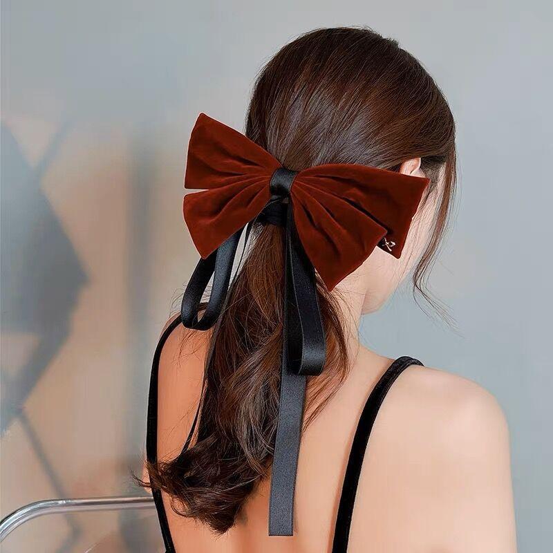 Extra Large Black Bow Hair Clip Women's 3D High-end Feel Spring Clip Hairpin Headwear Hair Accessories