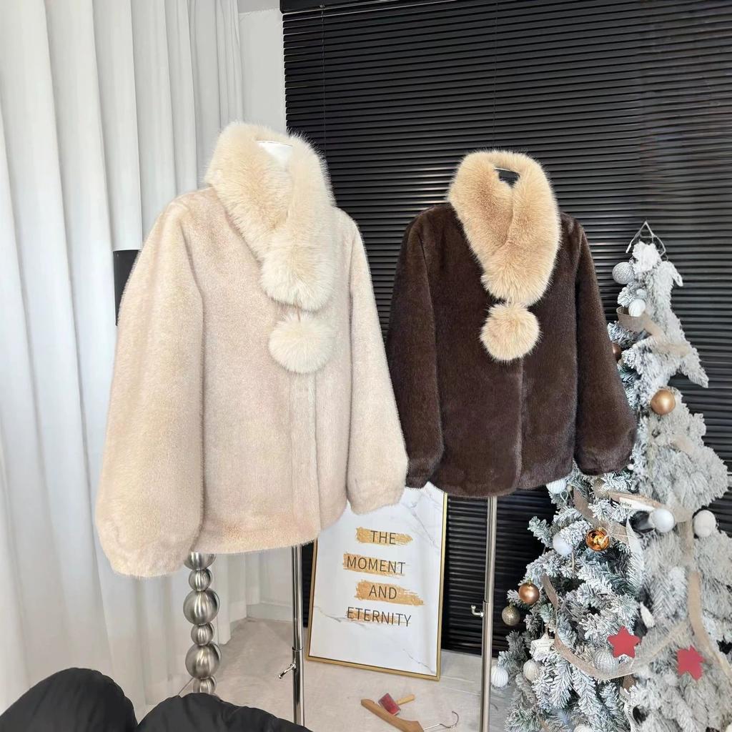 New two-color medieval milk mink environmentally friendly mink fur integrated fur jacket women's short fur jacket