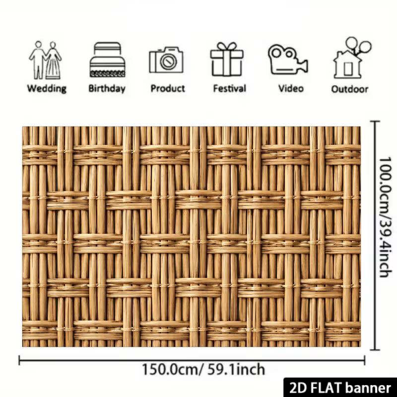 2D Natural Rattan Texture Backdrop Studio Photoshoot Banner