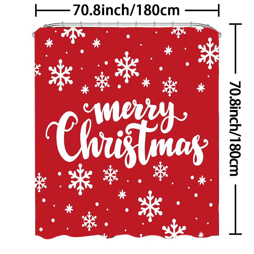 1Pc Waterproof Shower Curtain With Hooks Christmas Snow Scene Bathtub Curtain Soft Floor Rugs Non-Slip Bath Mat Bathroom Decor