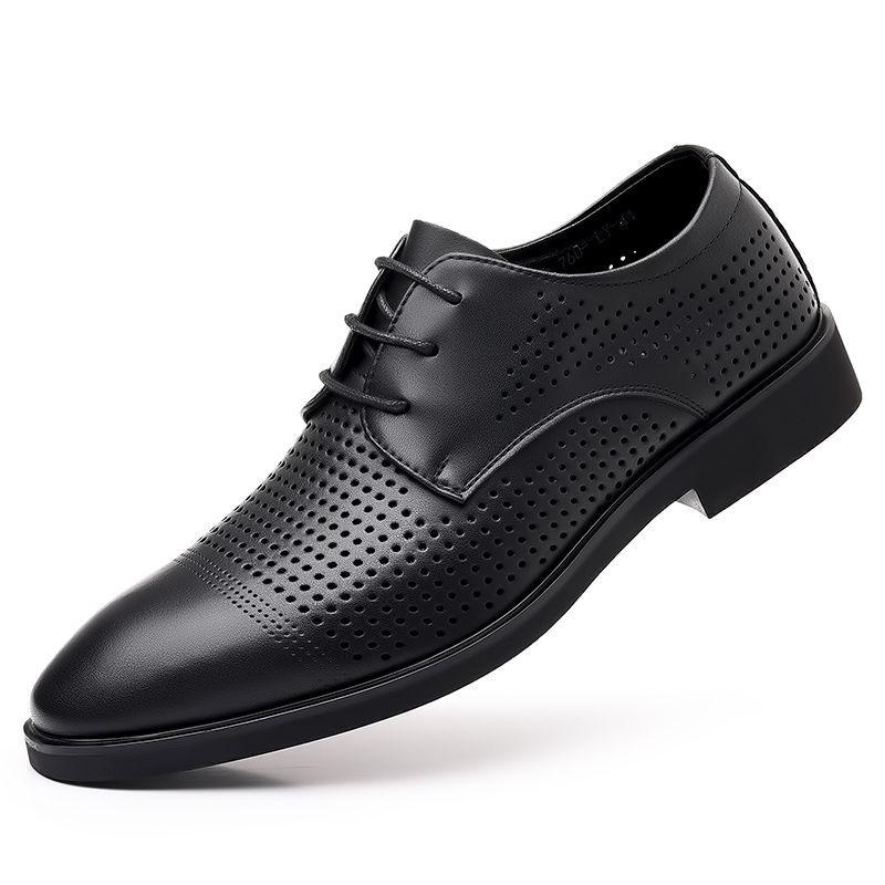 Scarpe in pelle uomo estate traforate traspiranti taglie forti scarpe uomo pelle morbida business eleganti con buchi scarpe in pelle fresche uomo con rialzo interno