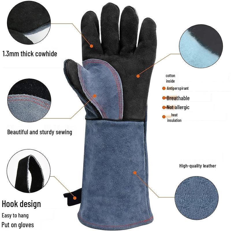Rindleder Schweißen & BBQ Hitzebeständige Handschuhe - Verbrühschutz und Hochtemperaturschutz