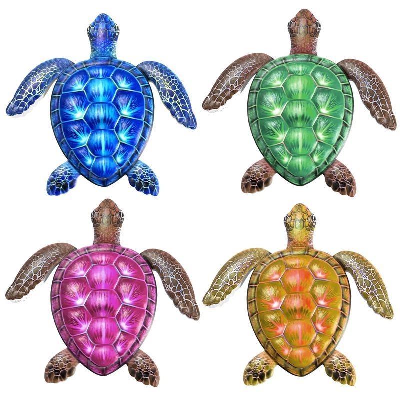 Kovová želva z oceánské série Vnitřní Venkovní Obývací pokoj Barevná závěsná socha Železné umění Nástěnná dekorace Domov Zahrada Dárek