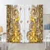 2pcs Golden Peacock Curtain Study Room Kitchen Living Room Rod Pocket Top Window Drap Bedroom Accessories Room Decor Home Decor