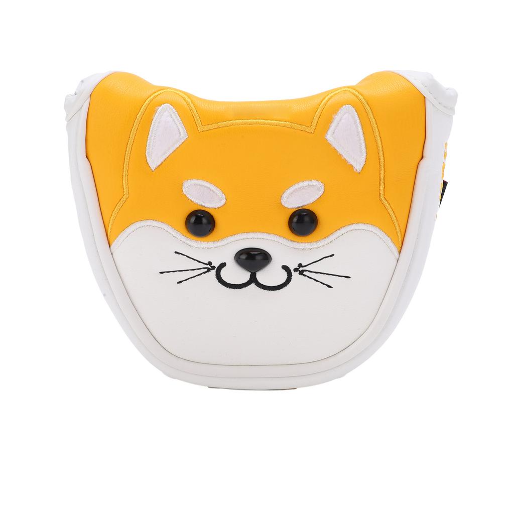 PU Leather   Putter Head Covers with Magnetic Closure Waterproof Cartoon Thicken Plush     Headcover(Yellow White )