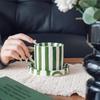 Vintage Drink Cup Hand-drawn Milk Mug Creative Striped Coffee Cup Saucer Set  Afternoon Tea
