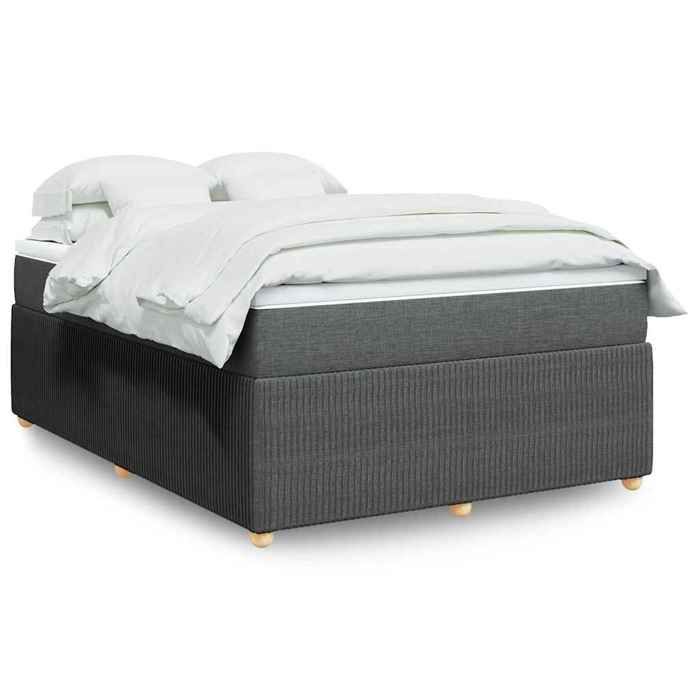 Maison Exclusive - Sommier à lattes de lit avec matelas Gris foncé 140x200cm Tissu