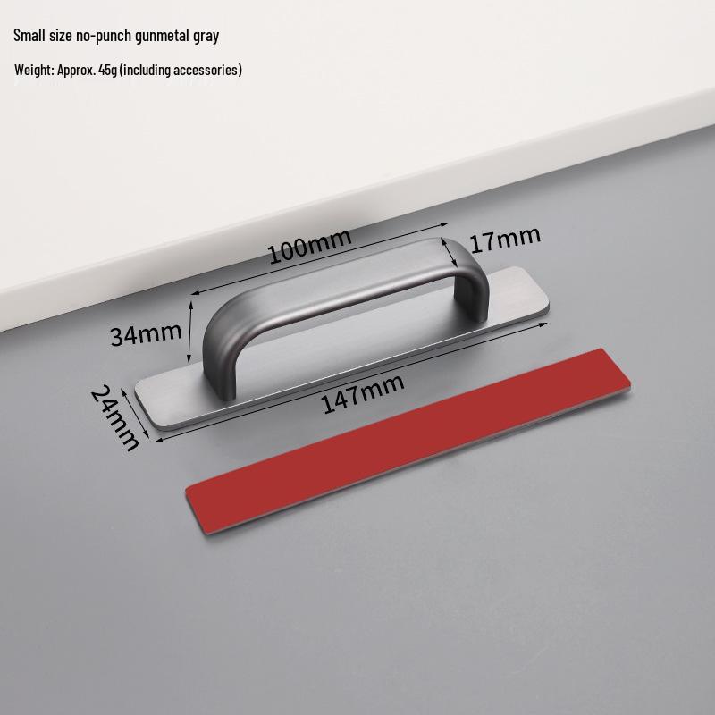Aluminum Alloy No-Drill Handle for Glass, Wood, or Wardrobe Doors and Windows