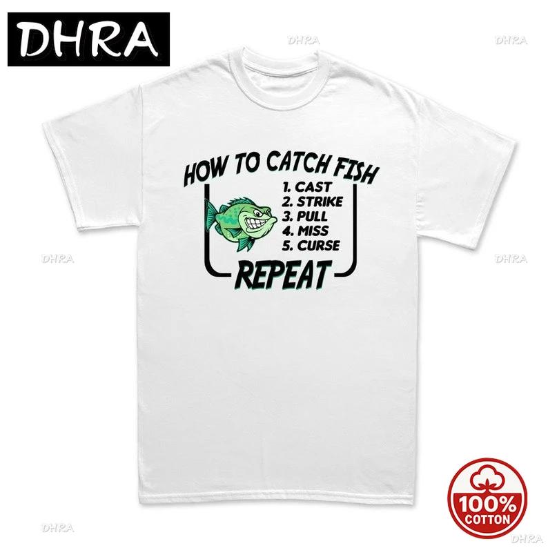 How To Catch Fish Fishing Angler FisherUnisex Tshirt Cotton Comfort T Shirt Homme for Vacation Unisex Casual Top Comfy Printed Tee S