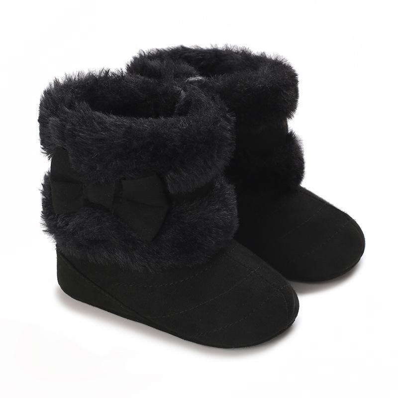 0-18M Babyschuhe Mädchen Winter Plüsch Komfort Schneestiefel Niedliche Schleife Baumwollschuhe Baby Weichbesohlt Rutschfest Kleinkindschuhe