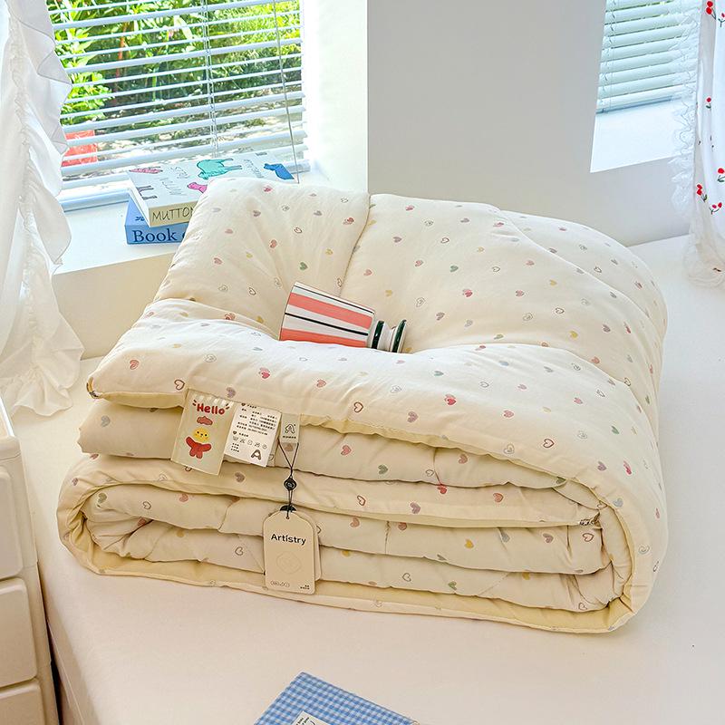 Class A Double-layer Gauze Washed Cotton Quilt - Thickened and Warm for Winter and Spring (3-4 lbs) Single Quilt Core