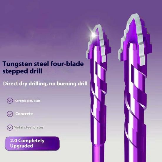 1/4/6Pcs Four-Edged Sawtooth Drill Bits High Hardness Rust Resistant Multifunctional Four Blade Serrated Eccentric Drill Bits