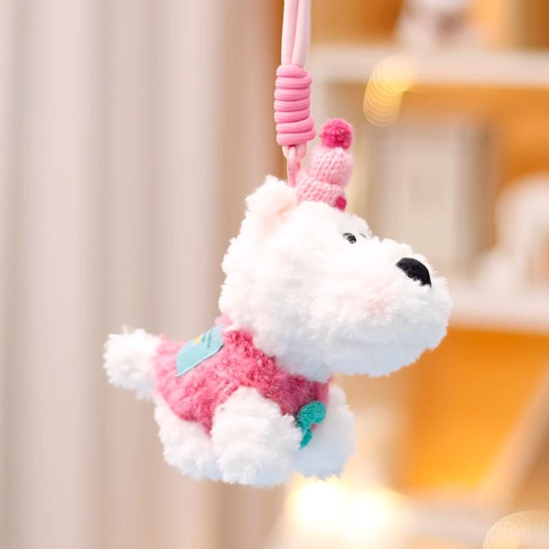 Păpușă Pandantiv Câine West Highland Păpușă Drăguță Jucărie de Pluș Păpușă Scroll Cadou de Ziua de Naștere Sac Cadou Ornamente Agățate