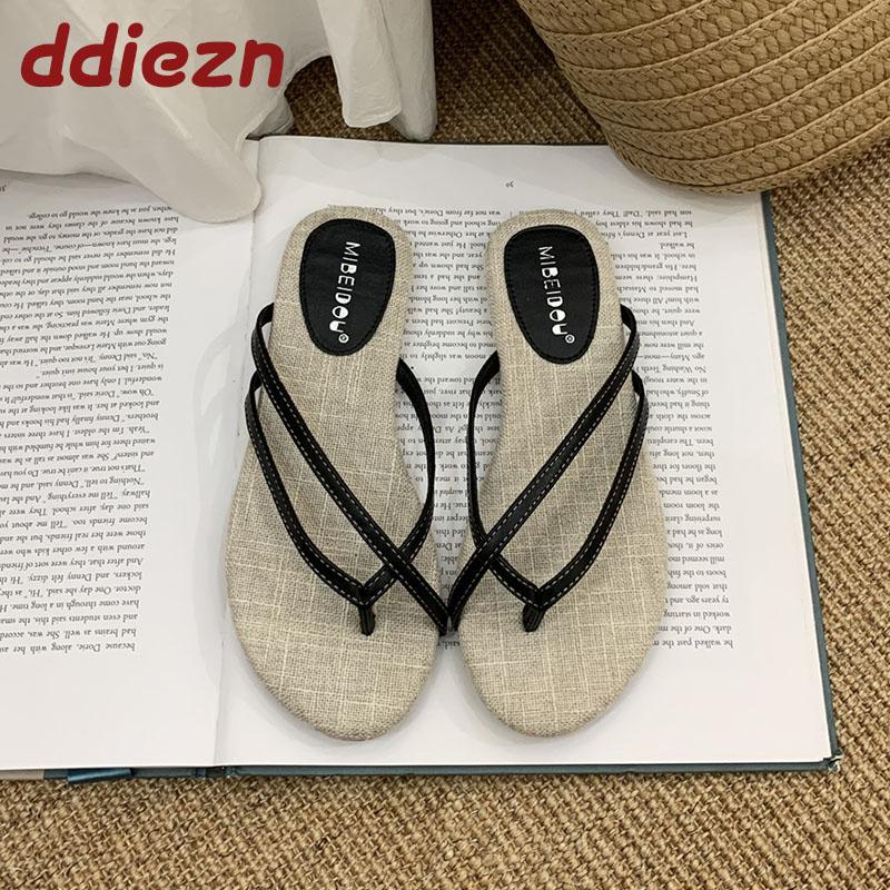 Fashion Fashion Round Toe Ladies Flats Slippers Slides New In Summer Beach Female Flip flops Women Flats Slippers Sandals Shoes