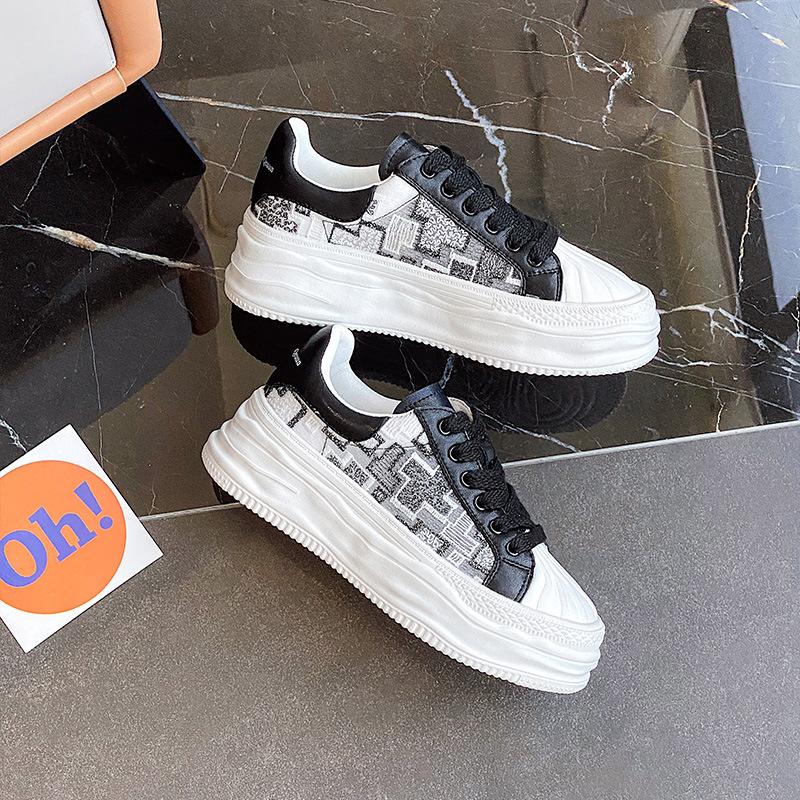 

Little white shoes women s summer new leather breathable mesh shell head shoes fashion platform casual board shoes 41