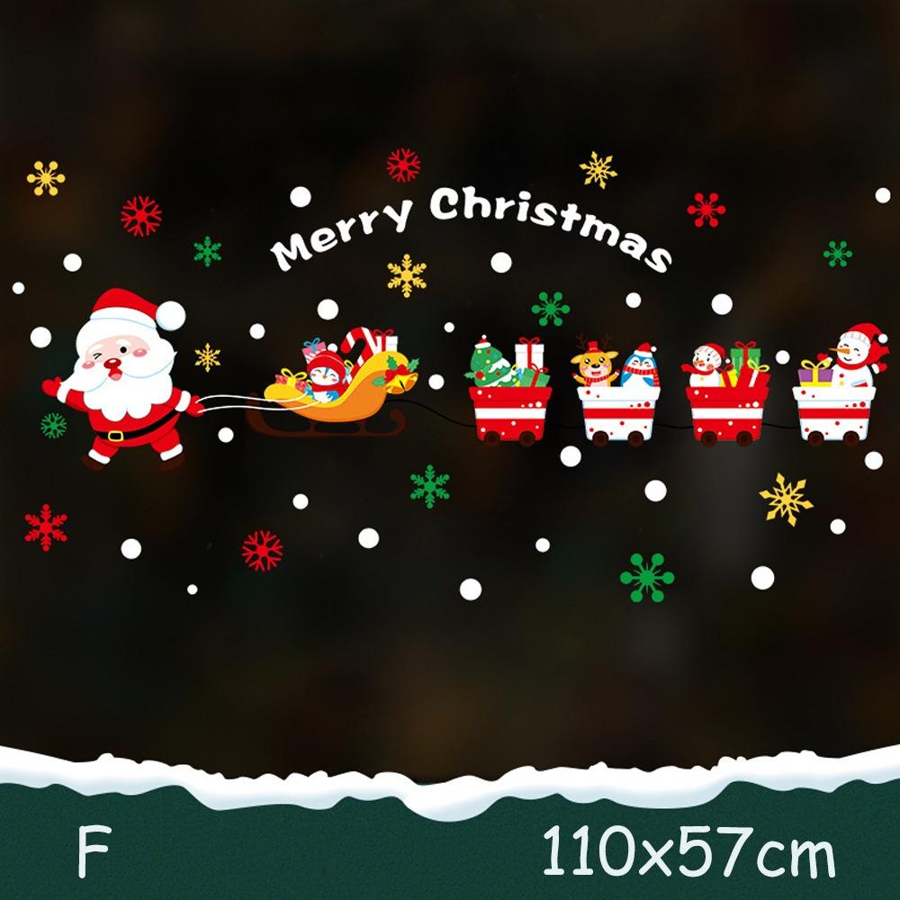 2025 Happy New Year Christmas Sticker Santa Claus Snowman Xmas Decal Merry Christmas Xmas wreath Window Sticker Shopping Mall