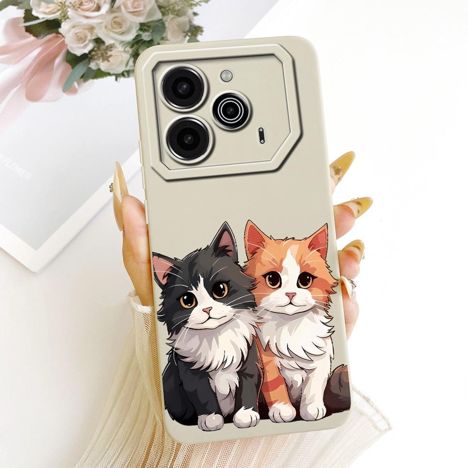Phone Case For Tecno Pova 6 LI7 / Pova 6 Pro LI9 Casing Liquid Silicone Cartoon Dragon Funny Cat Seabeach Pattern Back Cover