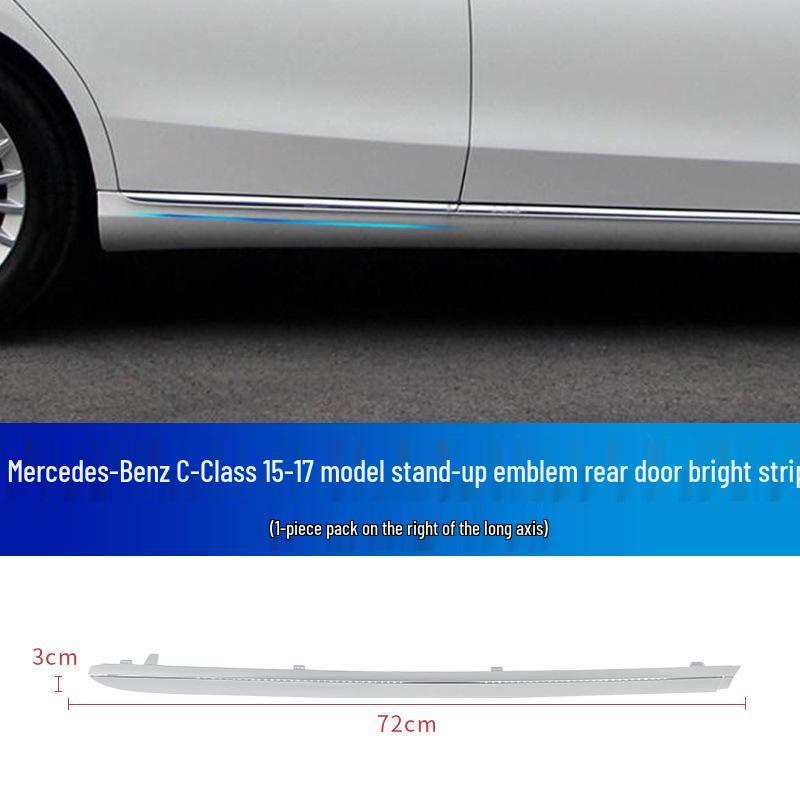 Mercedes-Benz C-Class Decorative Silver Strips: C180 Bumper, C200 Door, C260 Silver, C300 Style.