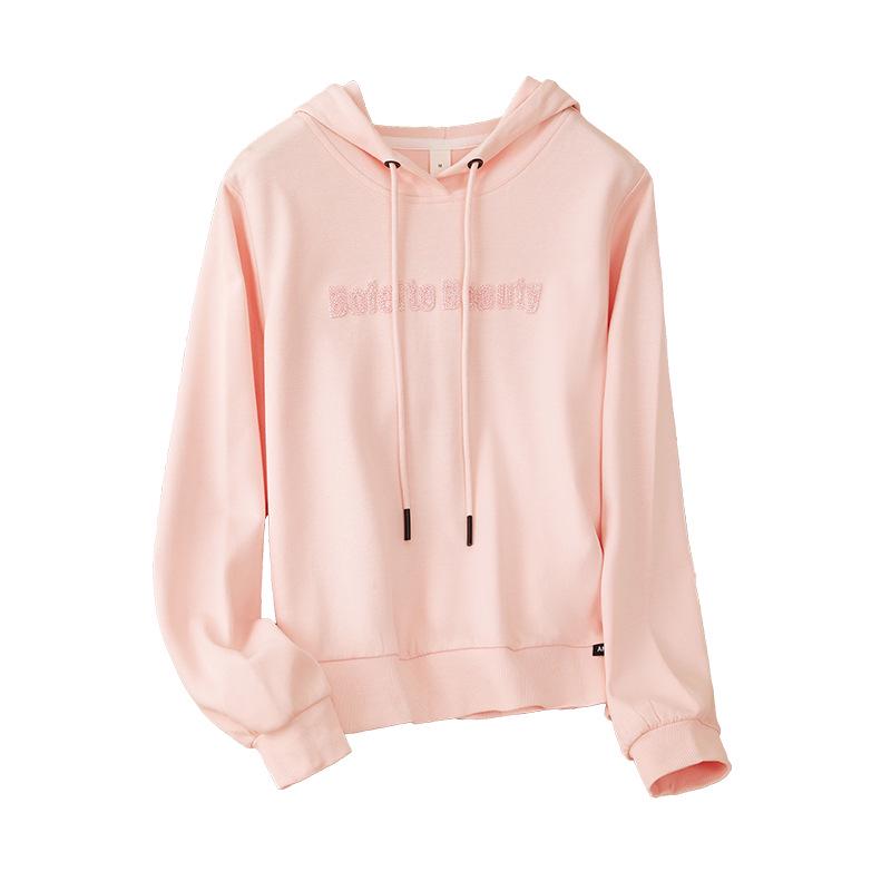 Women's Autumn Loose Fit Hooded Sweatshirt with Letter Embroidery - Korean Style, Versatile Long Sleeve Top