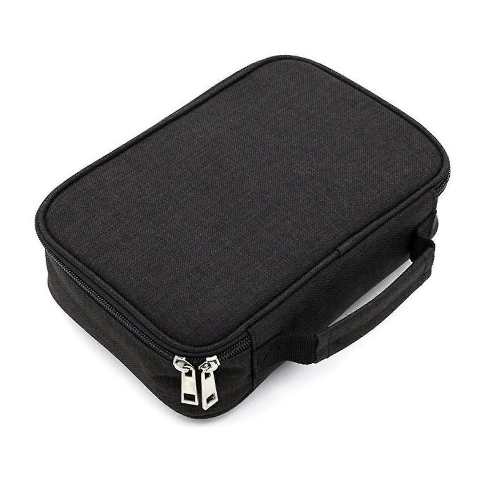 (Black) Portable Storage Porous Stationery Box Large Capacity Pencil Case For Student/office