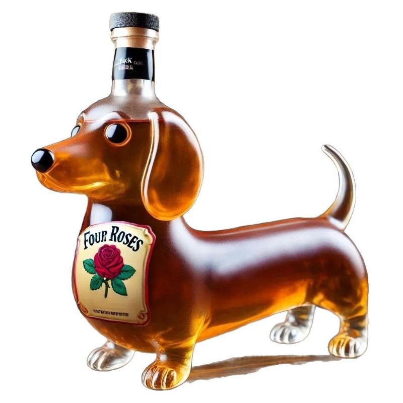 Dackel Hund Whiskeyflasche, 3D Lustige Glas Dackel Whiskeyflasche, Hund Dekanter Weinbehälter für Whiskey-Liebhaber Hunde-Liebhaber