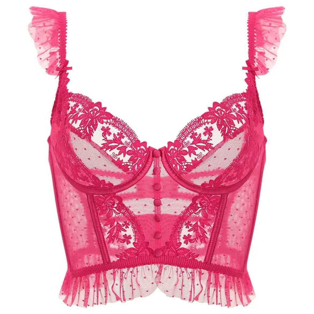 Lace French Thin Suspender Vest Fishbone Bust Sexy Suit