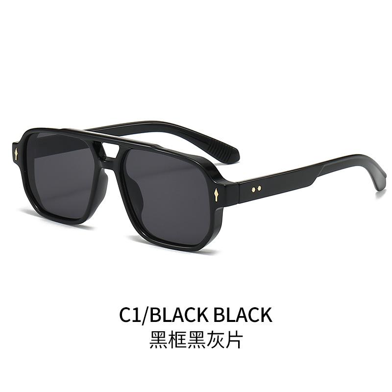 New Square Double Beam Sunglasses Men'S Casual Driving Sunglasses Business Style Decorative Sunglasses