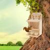Wooden Squirrel Feeder Hanging Pet Food Dispenser Bird Raising Tool Hamster Feeding Box  Courtyard