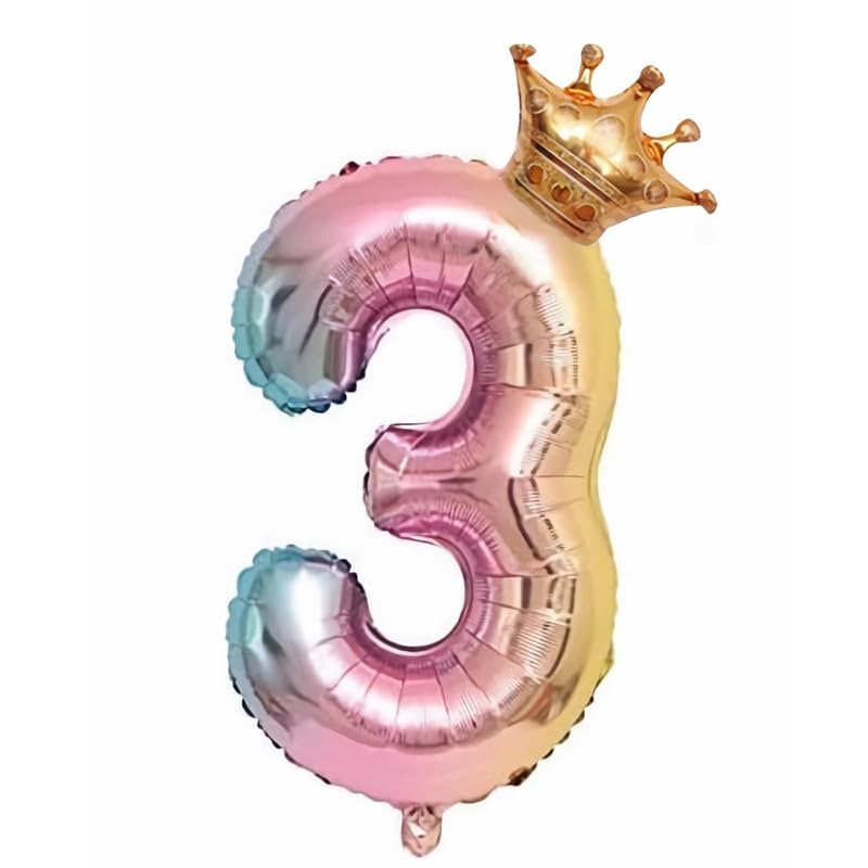 

Leisure Club Rainbow Balloon Set 32-inch Number 3 Birthday Party Decorations Sparkling Celebration Blue Wedding Anniversary Festive Decor