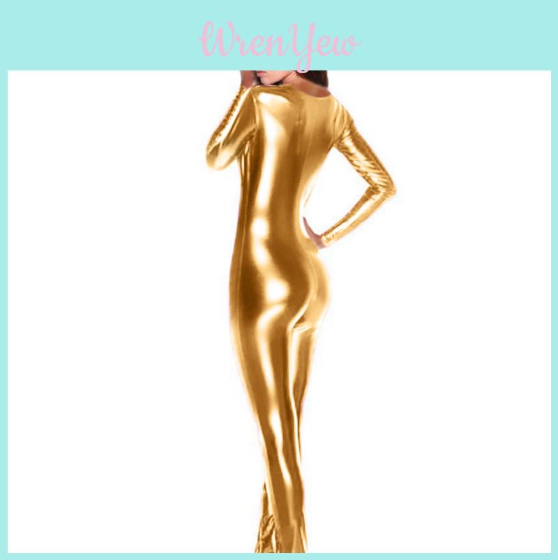 Versatile Women Sexy Unitard Spandex Lycra Bodysuit Shiny Metallic Skin Tight Costume