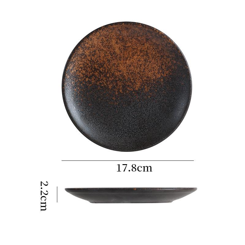 Japanese Retro Shallow Plate, Japanese Ceramic Tableware, Breakfast Plate, Bone Plate, Vegetable Plate, Creative Steak Plate, Restaurant Plate