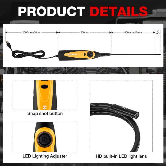 LAUNCH X431 VSP-600 USB Endoscope, 0.21 Inch Snake IP67 Waterproof HD Videoscope Borescope, Suit Pour X431 V, X431 PRO3S+ Scanner