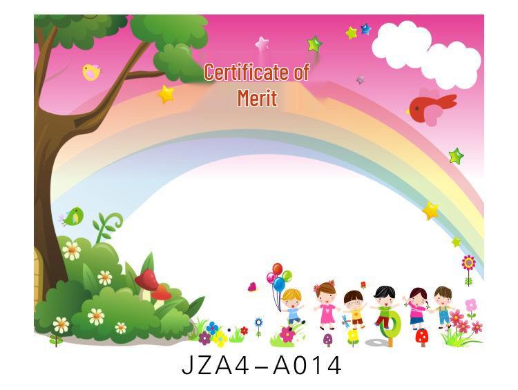 A4 Blank Certificate Paper for Students: Creative Design for Kindergarten and Primary School Commendations and Training Classes.
