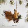 Yousheng Forest Animal Christmas Ornaments Fluffy Faux Fur Squirrel Decor with Hanging Rope 3D Woodland Christmas Tree Decorations