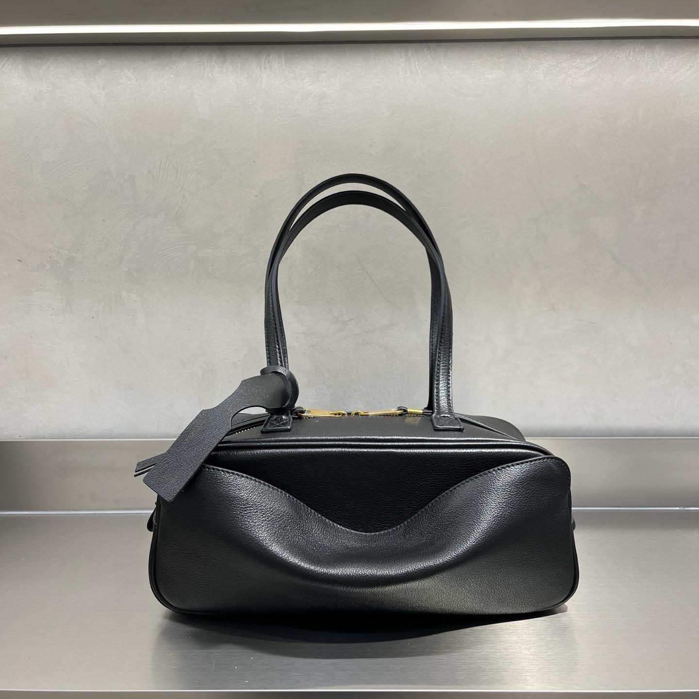 

Сумка-боулинг из натуральной кожи для головы, сумка через плечо из натуральной кожи, сумка-подушка для тостов, сумка-подушка, большая вместительная сумка для поездок на работу 32x12x12cm