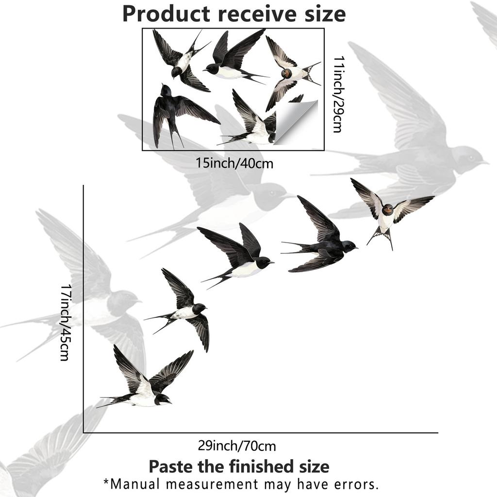 Spring-themed Swallow Glass Stickers for Bedroom, Living Room and Balcony Windows Decoration