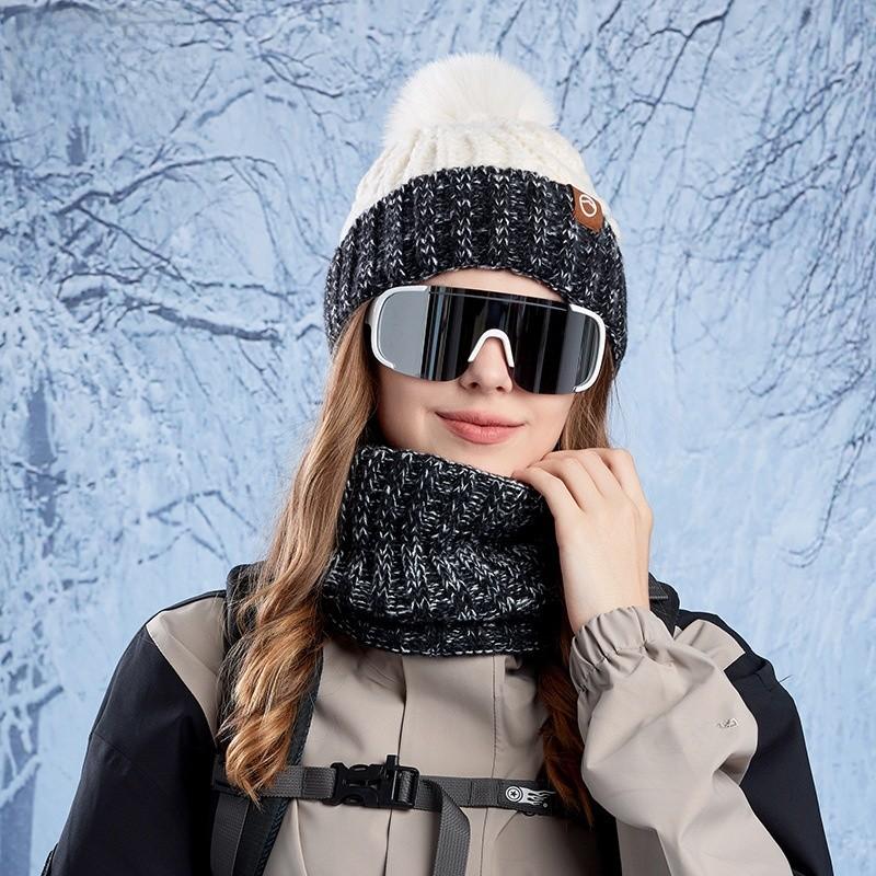 Winter Knit Hat And Scarf Set With Windproof Neck Protection For Women Outdoor Casual Wear