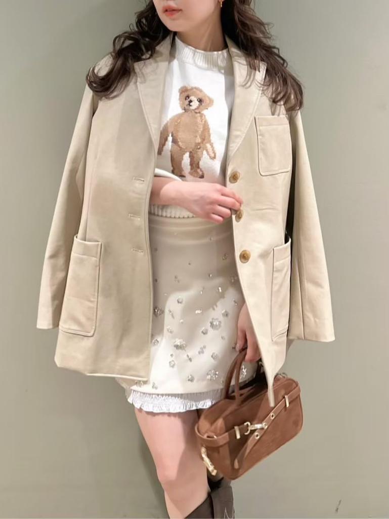 Lily Brown Flower Jewel Mini Skirt LWFS251801IVR0