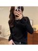Women's Slim Fit Long-Sleeve Round Neck T-Shirt - Solid Color, High Street Autumn Style