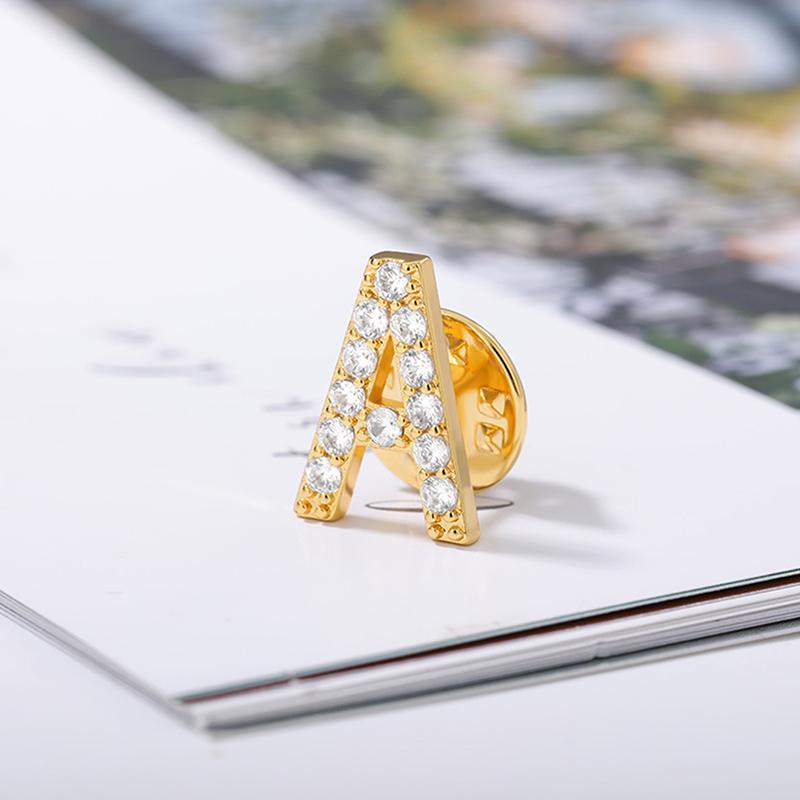 A-Z Letter Brooches For Women Initial Name Brooch Pins For Suit Shirt Collar Accessories   Brooch Jewelry