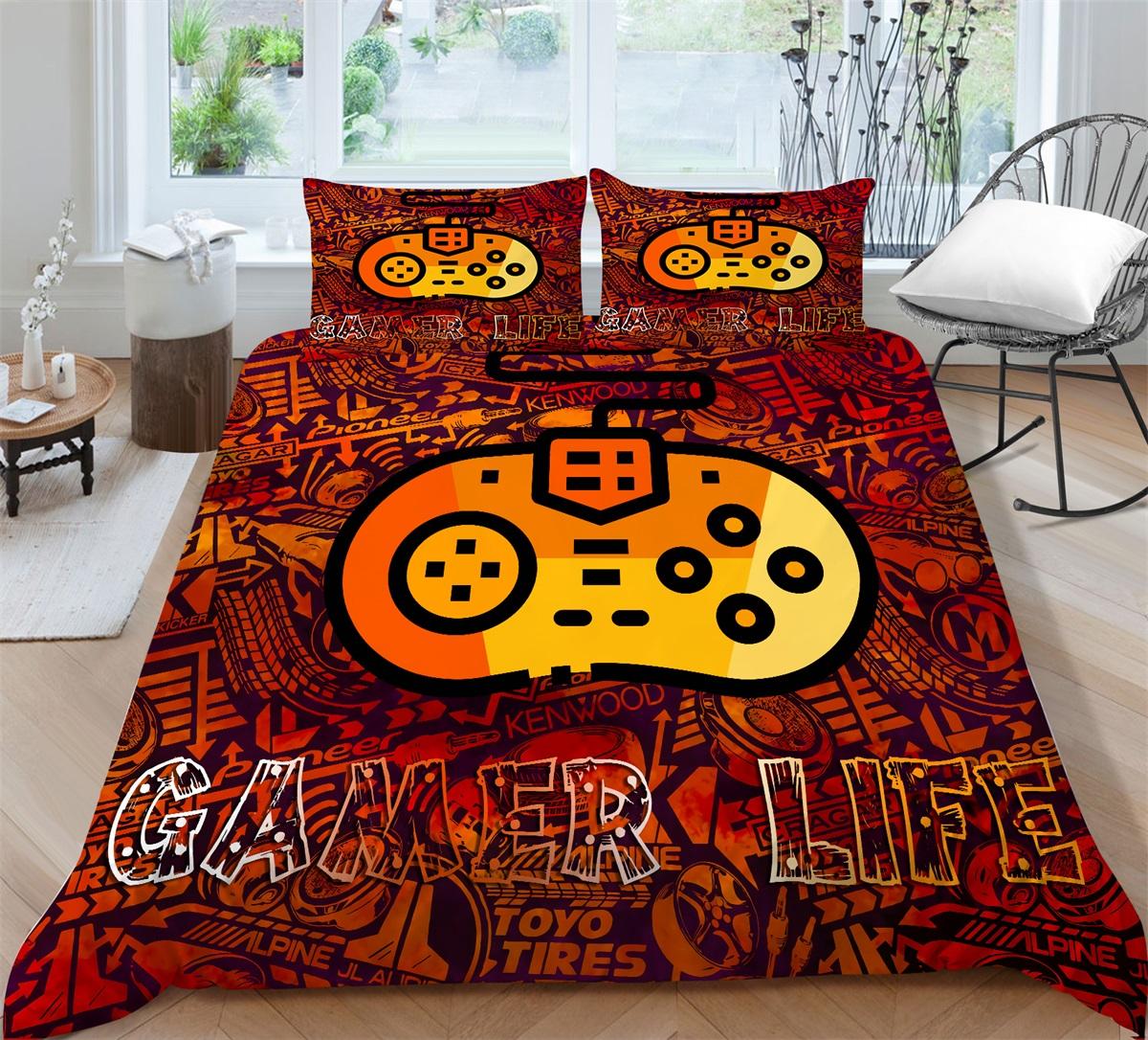 

3D-постельные принадлежности, односпальная двуспальная кровать, игровой автомат, наволочка с принтом и пододеяльник, 2/3 предмета для мальчиков и мужчин, любителей игр, удобное домашнее постельное белье EU Single 135x200cm