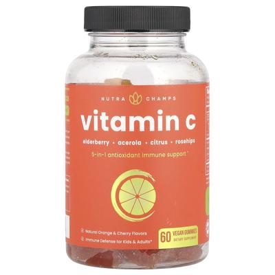 Vitamin C, Natural Orange & Cherry, Vegan Gummies 60 Pieces