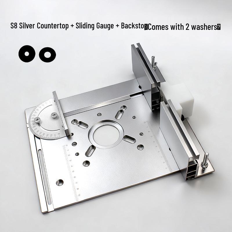 S8 Aluminum Alloy Trimmer Workbench with Reverse Plate, Fence, and Push Ruler for Woodworking and Carving