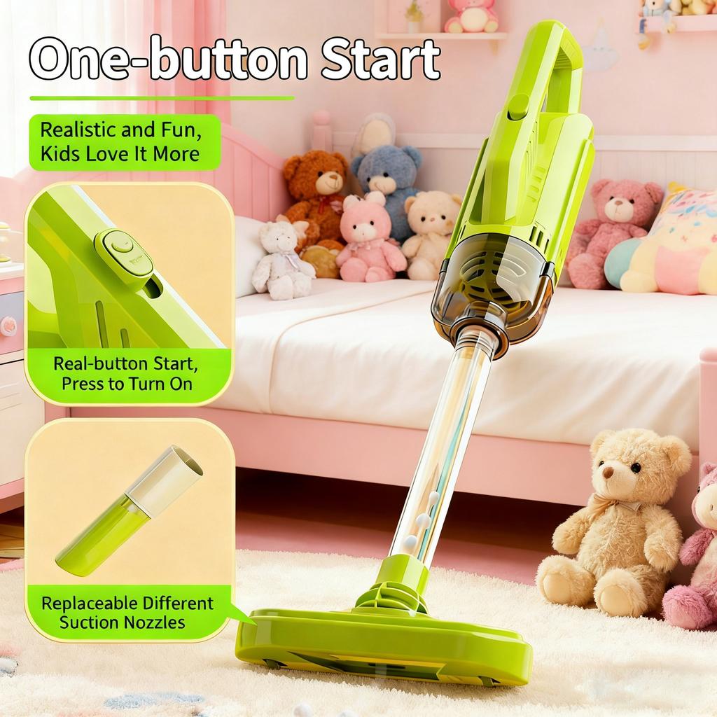 Kids Cleaning Toy Set Housekeeping Electric Vacuum Cleaner Tool Girls Pretend House Play Toys Broom and Mop Set for Kids Gift