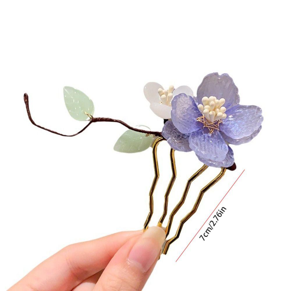 Retro Hair Comb Chinese Style Hair Stick Flower Pearl Hanfu Hairpin Hair Sticks for Buns Hanfu Headwear For Girl