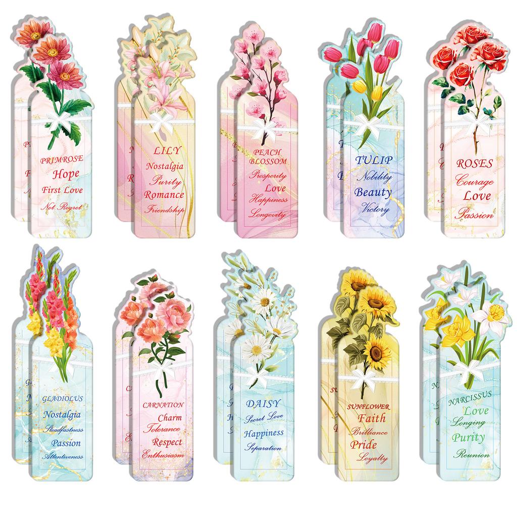 20 Creative Themes Paper Shaped Bookmarks Plants Flowers Student Gifts Messages Bookmark Clips