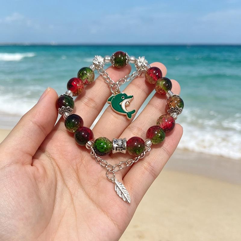 Summer Special Two-Tone Glass Beads Floral Bracelet – Luxurious & Soft Design for Women and Students