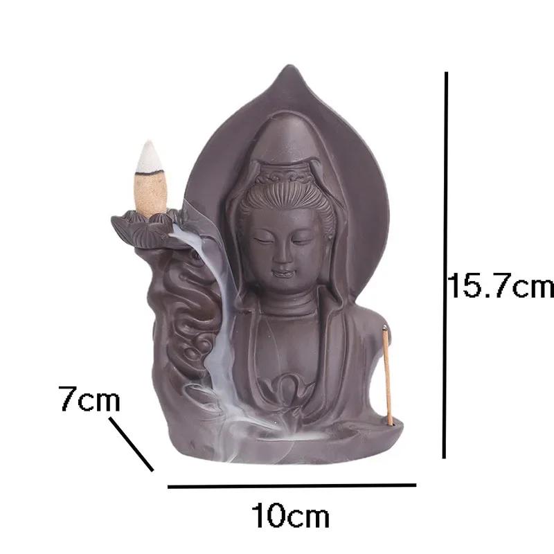 Y Artistic Purple Clay Backflow Incense Burner Zen Meditation Home Decor Buddha Aromatherapy Altar Ornament for Yoga Relaxation